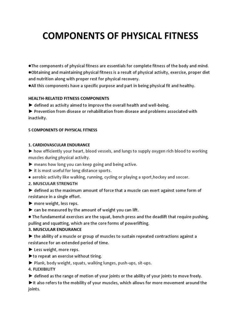 Health component 2024 of fitness