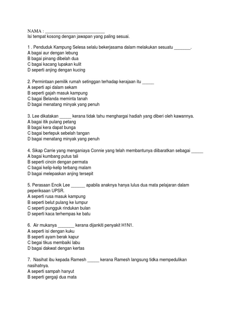 Latihan Peribahasa Pdf