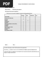 Character Reference Check List