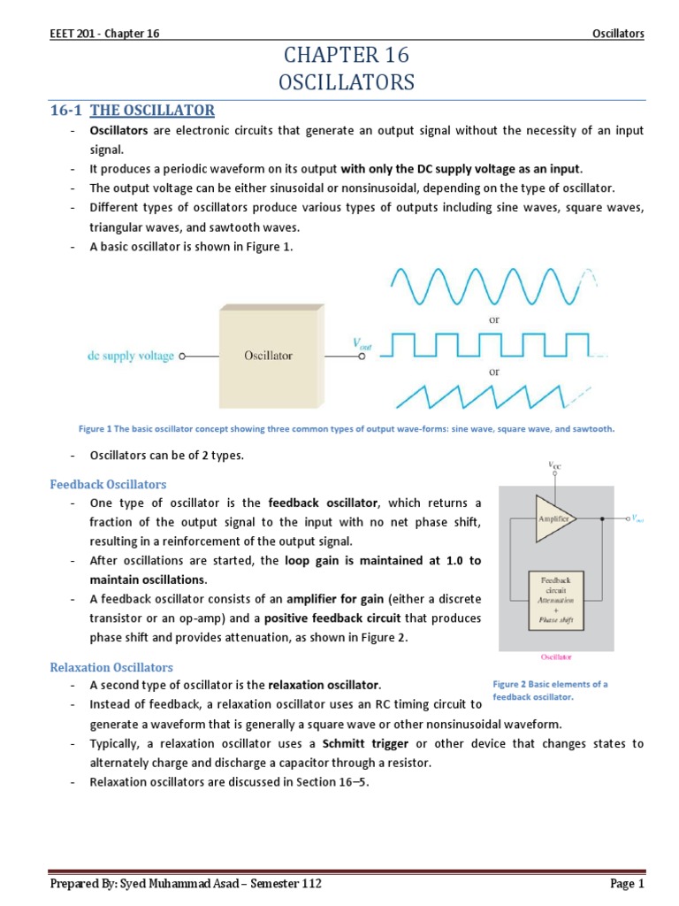 ch16 - Oscilator Theory PDF | PDF | Electronic Oscillator | Amplifier