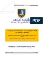 University Students Errors in Using Subject Verb Agreement in Writing
