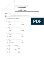 Ulangan Tengah Semester 1 Bahasa Inggris Klas 3 Th. 2009 - 2010 Nama: ... No: ... I. Choose The Correct Answers !