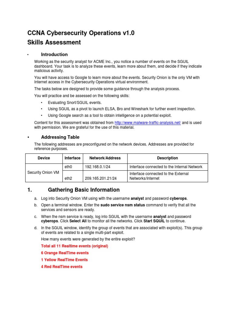 CCNA Cybersecurity Ops Assessment | PDF | Exploit (Computer Security ...