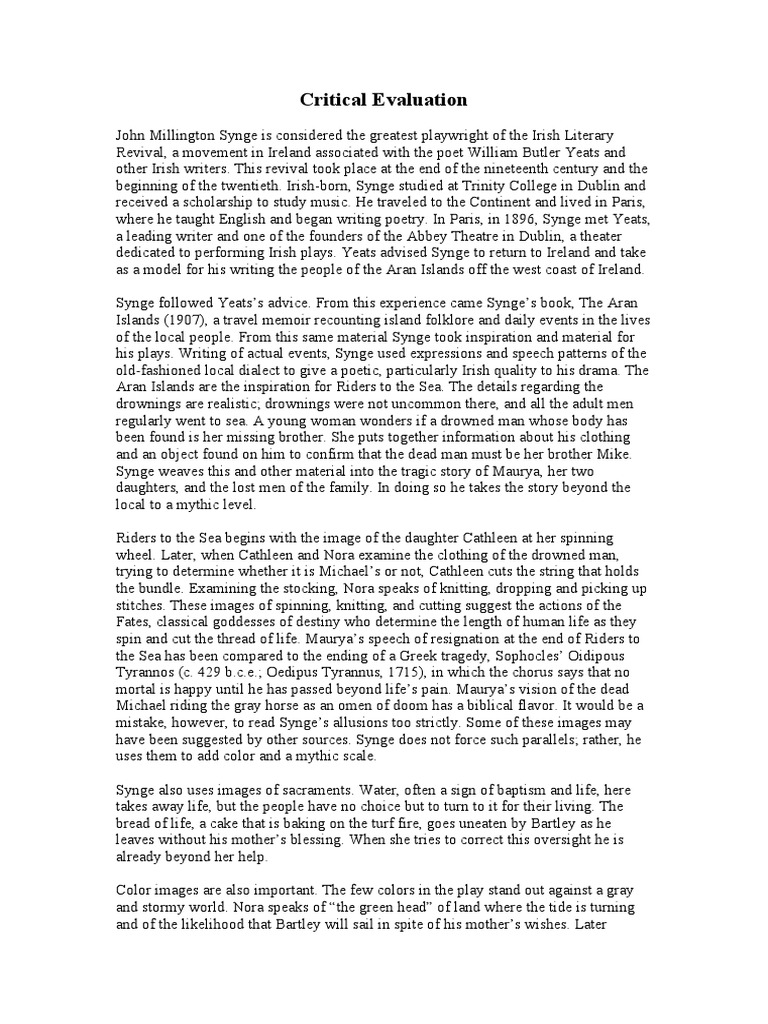 J.M. Synge Riders To The Sea | PDF | John Millington Synge