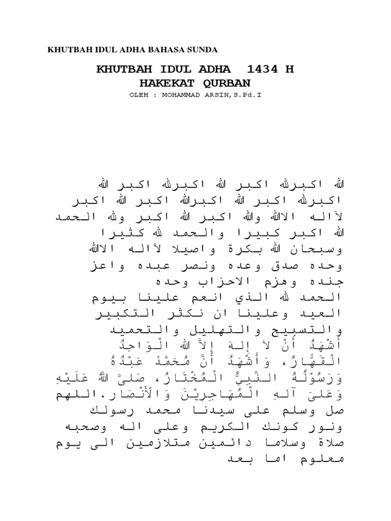 Khutbah Idul Adha Bahasa Sunda