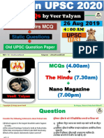 26 August 2019 MCQ For UPSC by VeeR Talyan