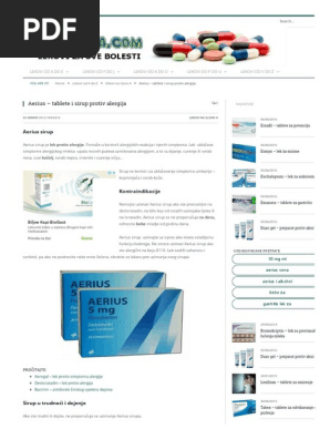 Aerius Tablete I Sirup Protiv Alergija Pdf