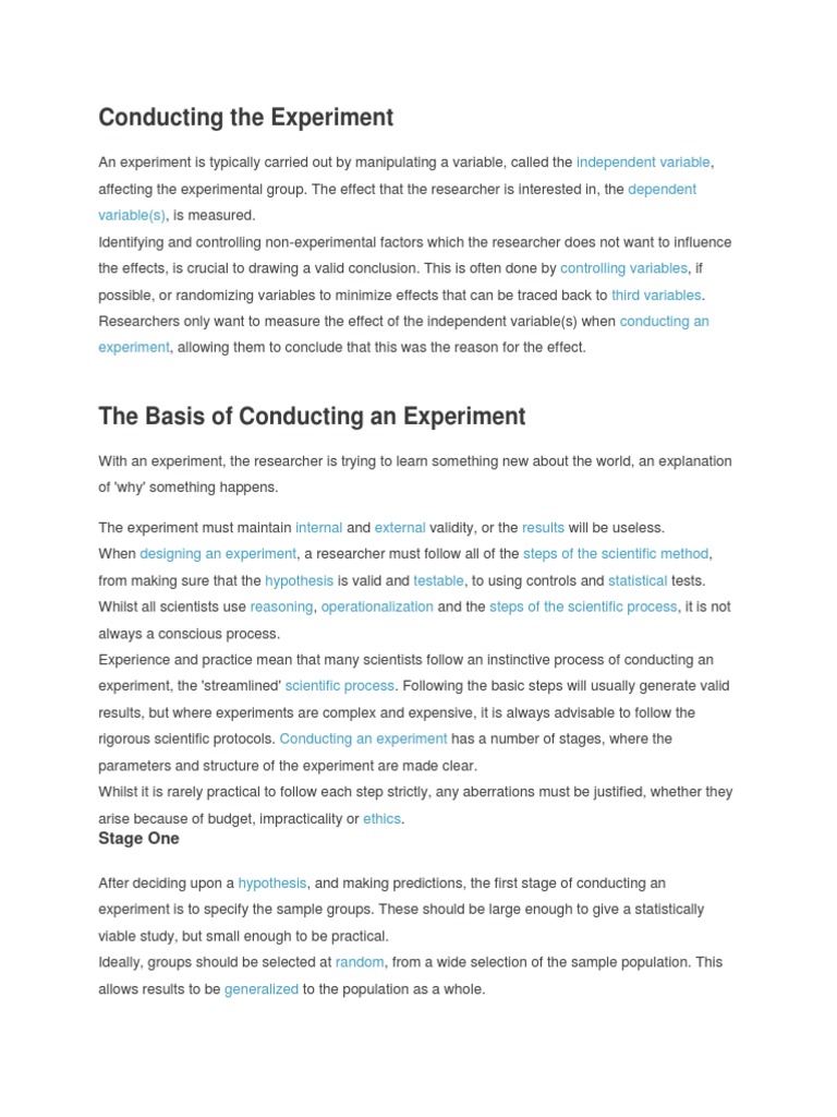 Stages of Conducting an Experiment | PDF | Experiment | Scientific Method