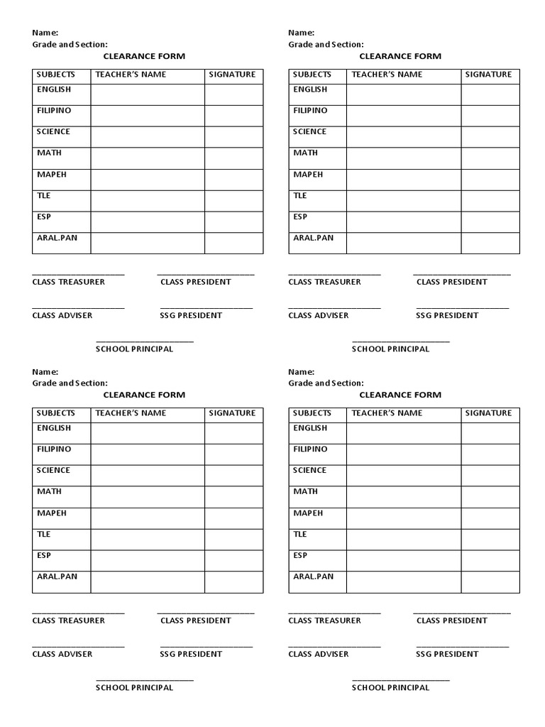 Clearance Form Clearance Form PDF