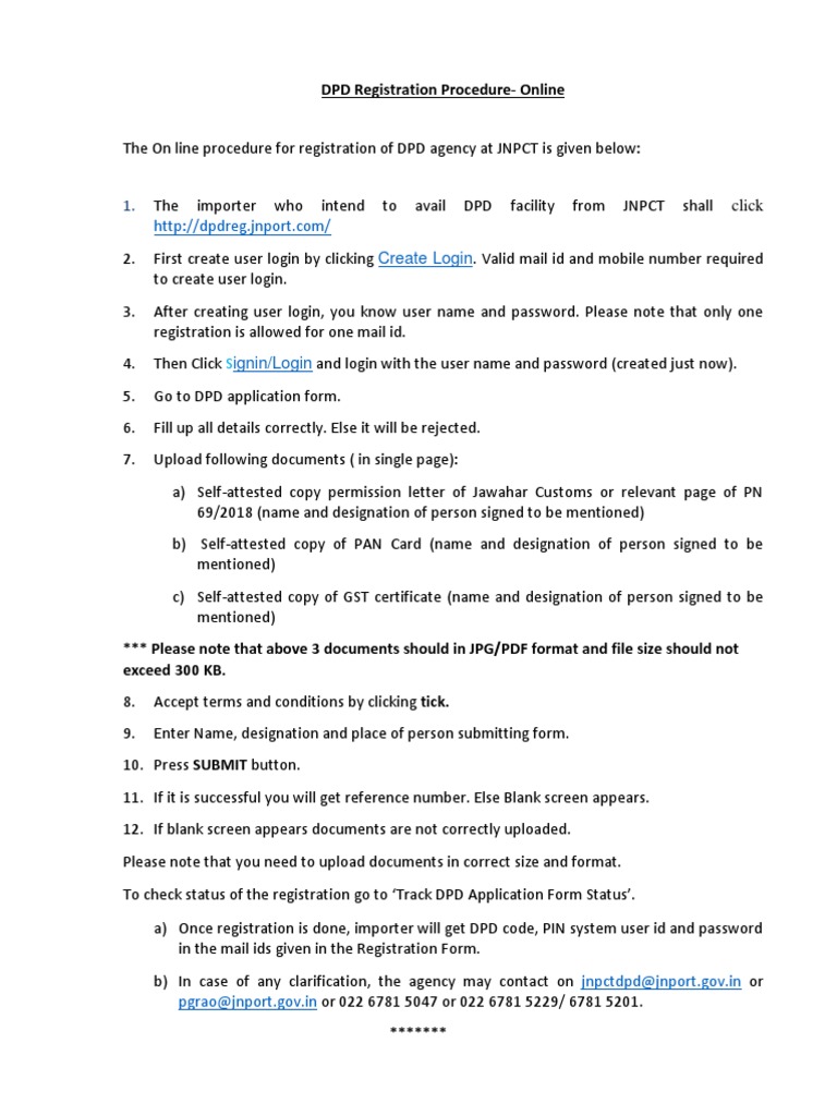 DPD Online Registration Guide | PDF | Business