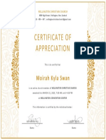 Church Certificate of Appreciation