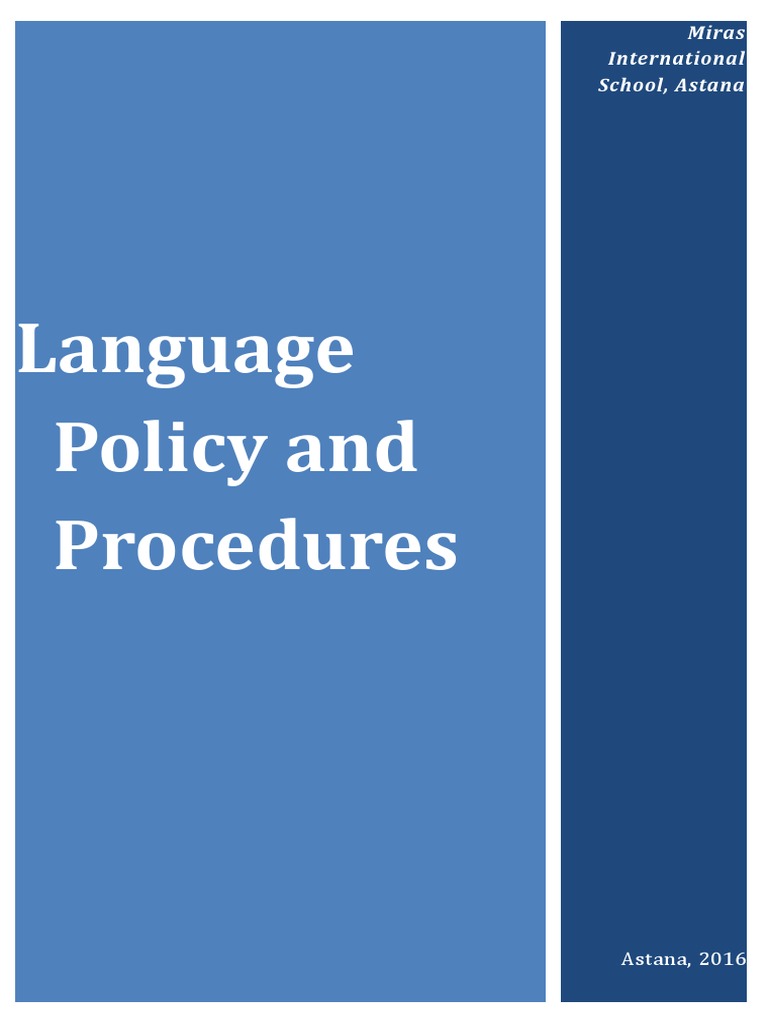 Language Policy 2016 FINAL | PDF | First Language | Teachers