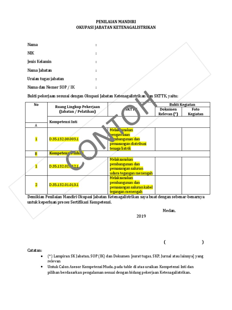 Form Penilaian Mandiri Pdf