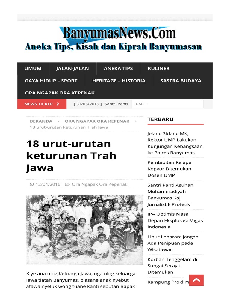 18 Urut-Urutan Keturunan Trah Jawa | PDF