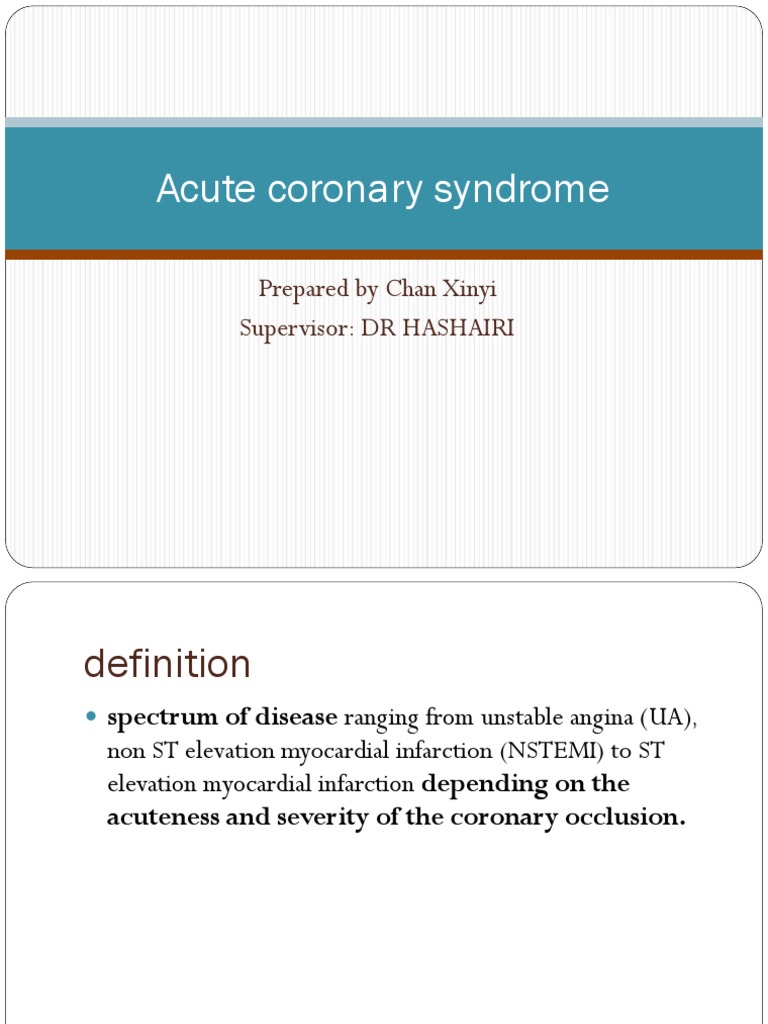 Acute Coronary Syndrome Overview | PDF | Myocardial Infarction | Cardiology