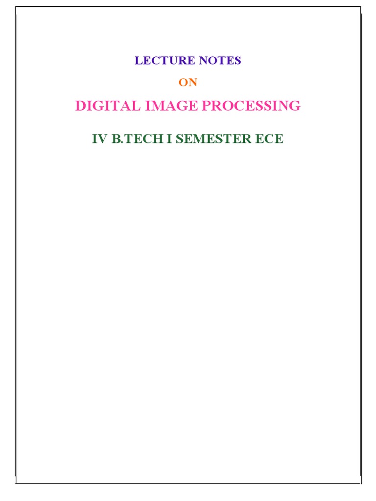 Dip Notes PDF Image Resolution Digital Image