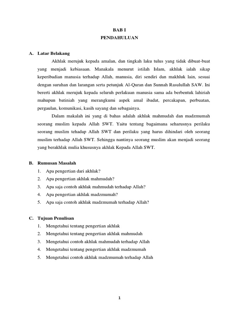 Akhlak Mazmumah Dan Mahmudah Pdf