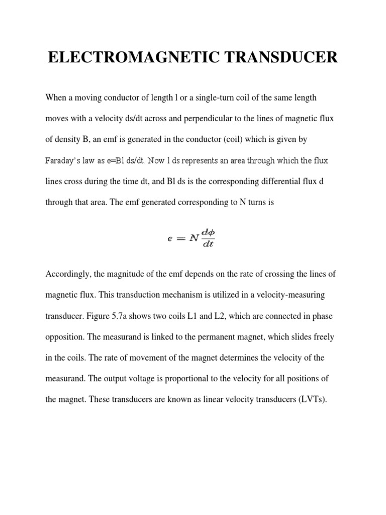 Electromagnetic Transducer Principles | PDF