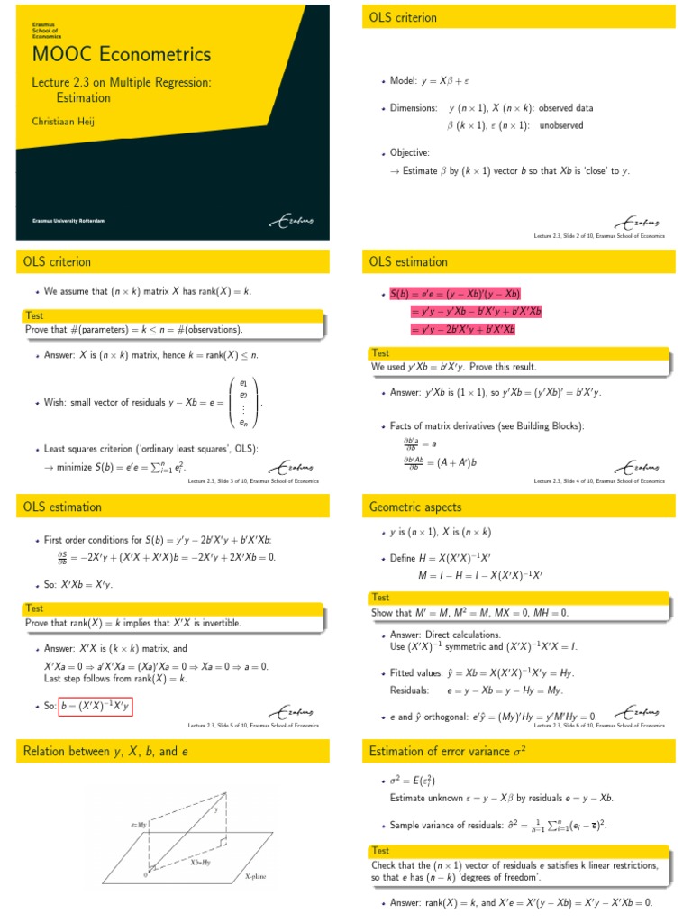 Mooc econometrics christiaan heij pdf ordinary least squares
