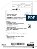 GCSE Maths Edexcel Sample Non-Calculator (Paper 1)