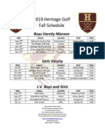 2019 Heritage Golf Fall Schedule