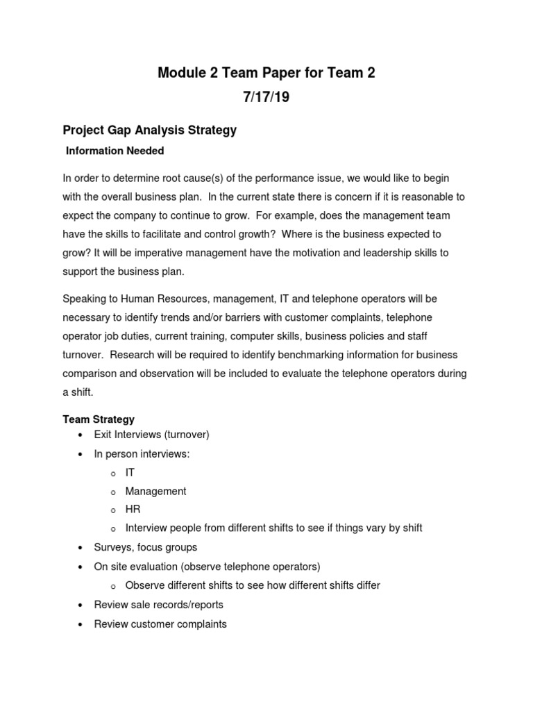 Project Gap Analysis Strategy Overview | PDF | Human Resources | Economies