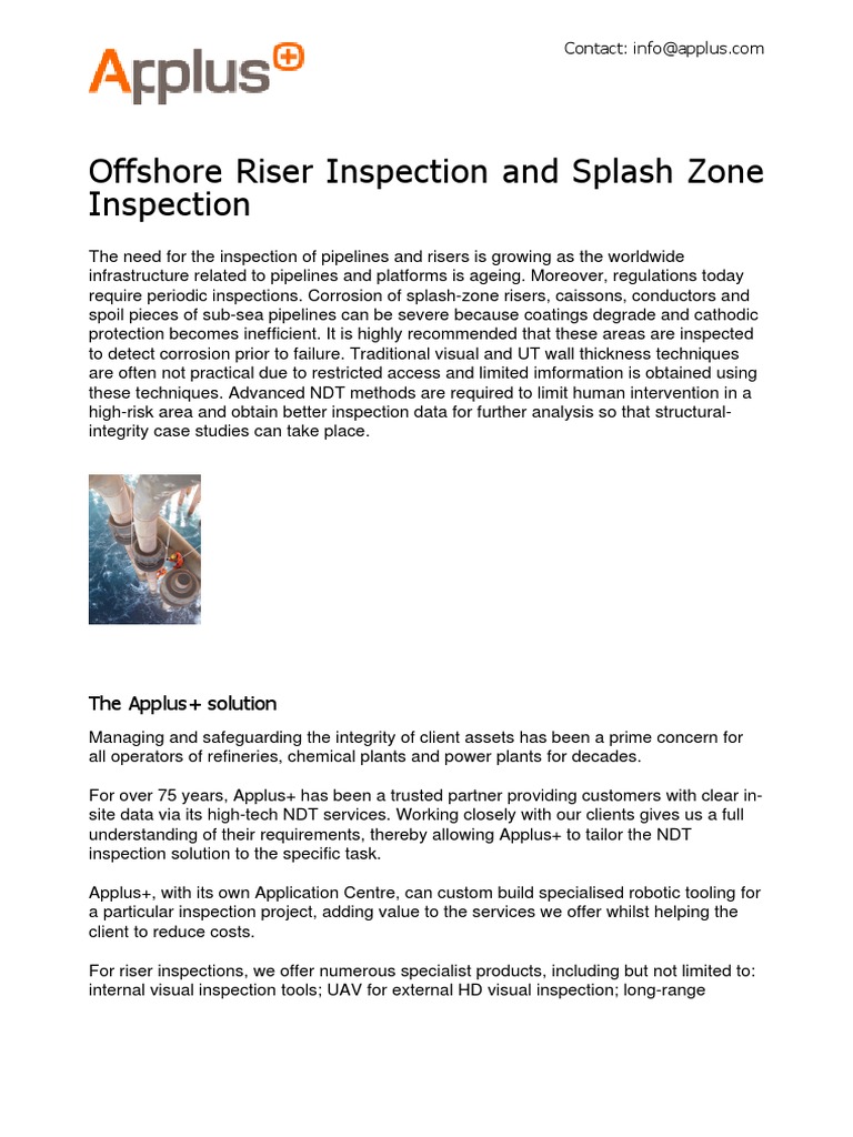 Offshore Riser and Splash Zone Inspection | PDF | Nondestructive ...