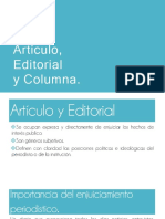 Artículo, Editorial y Columna