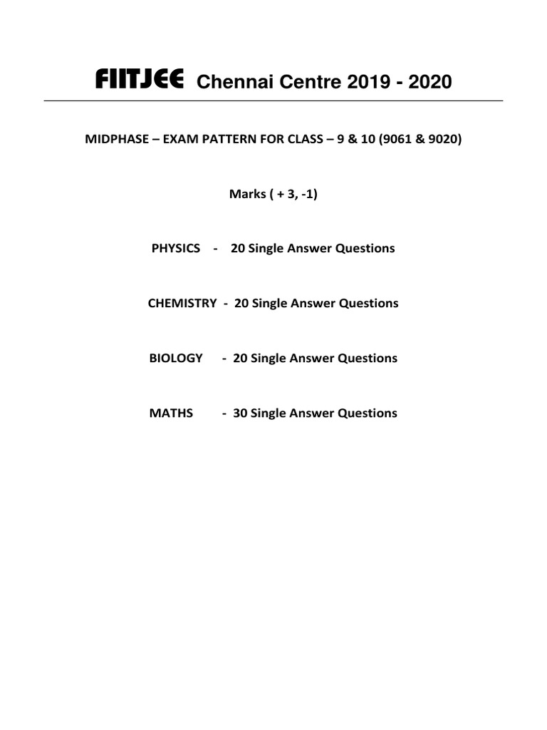Pattern For 09 - 10 | PDF | Sat | Student Assessment And Evaluation