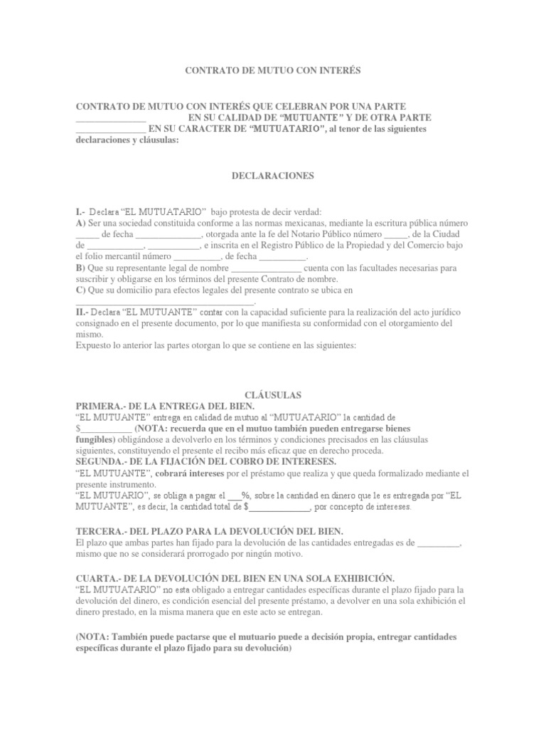 Contrato de Mutuo con Interés | PDF | Préstamo hipotecario | Justicia