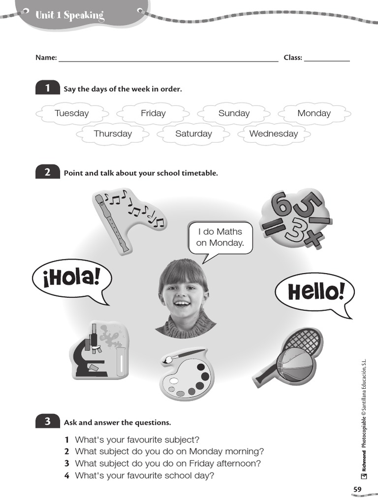 School Timetable Speaking Activities | PDF