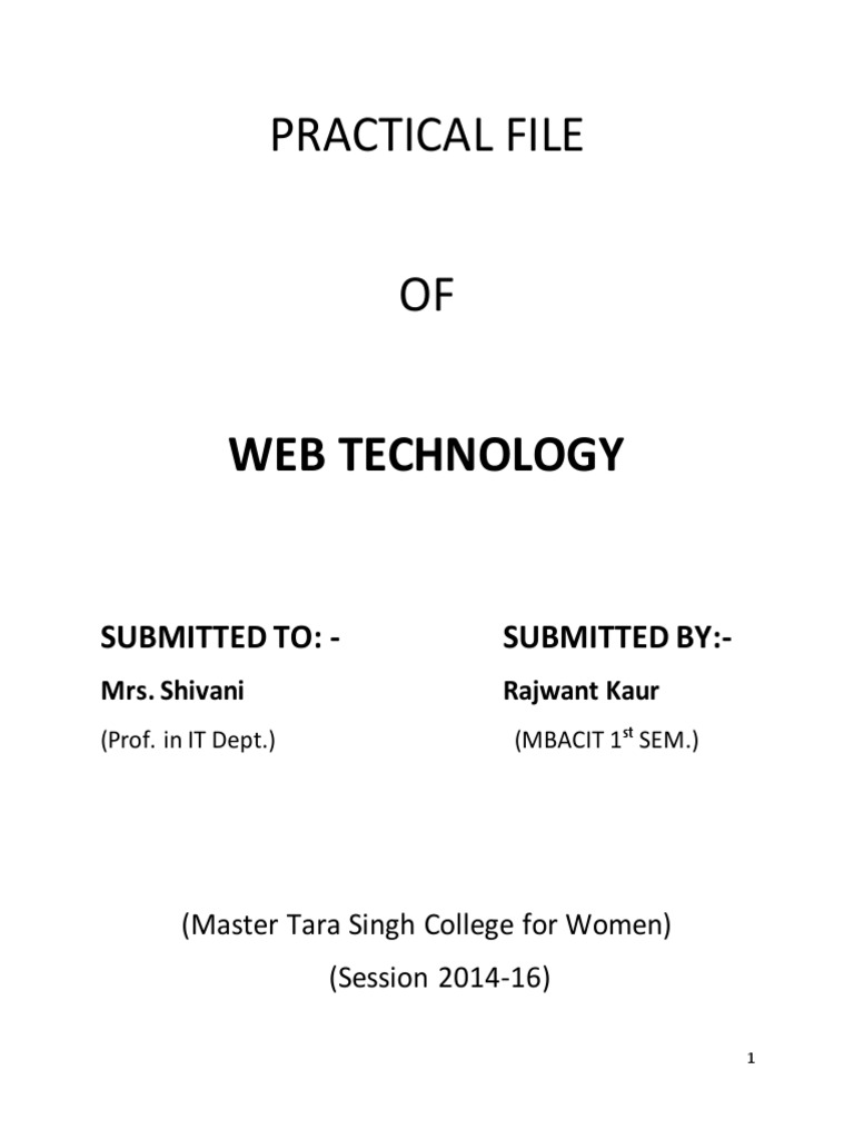 Practical File: Web Technology | PDF | Hyperlink | Web Page