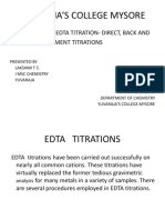 Yuvaraja'S College Mysore: Topic: Types of Edta Titration-Direct, Back and Displacement Titrations