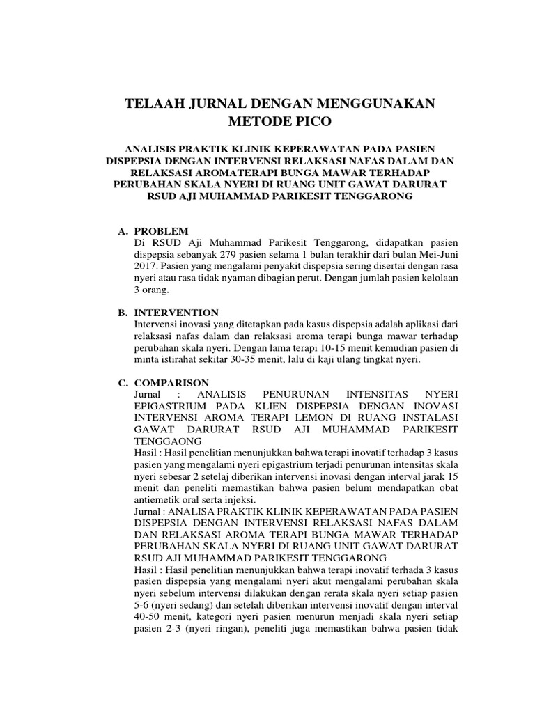 Telaah Jurnal Dengan Menggunakan Metode Pico Pdf