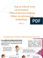 Creating An Ethical Work Environment - Ethical Decision Making - Ethics in Information Technology
