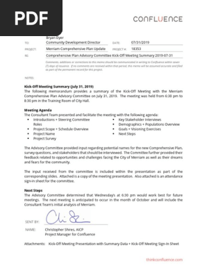 18353 - Merriam Comp Plan - Kick-Off Meeting Summary Memo 2019-07-31
