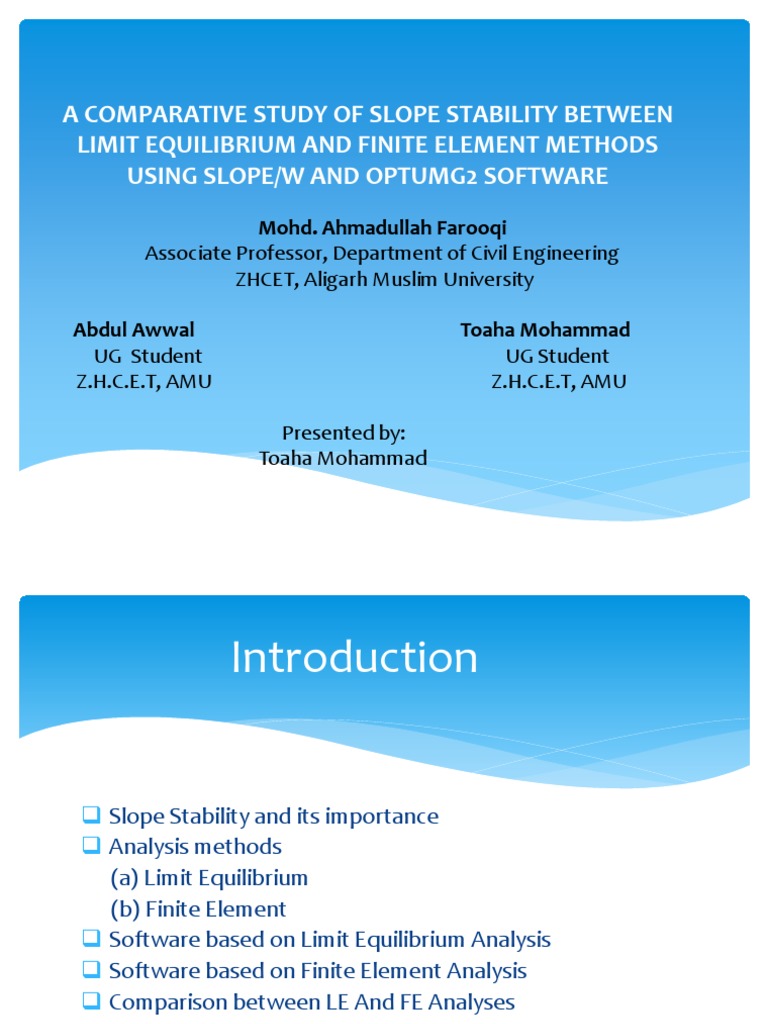 Slope Stability: LE vs FE Methods Analysis | PDF | Finite Element ...