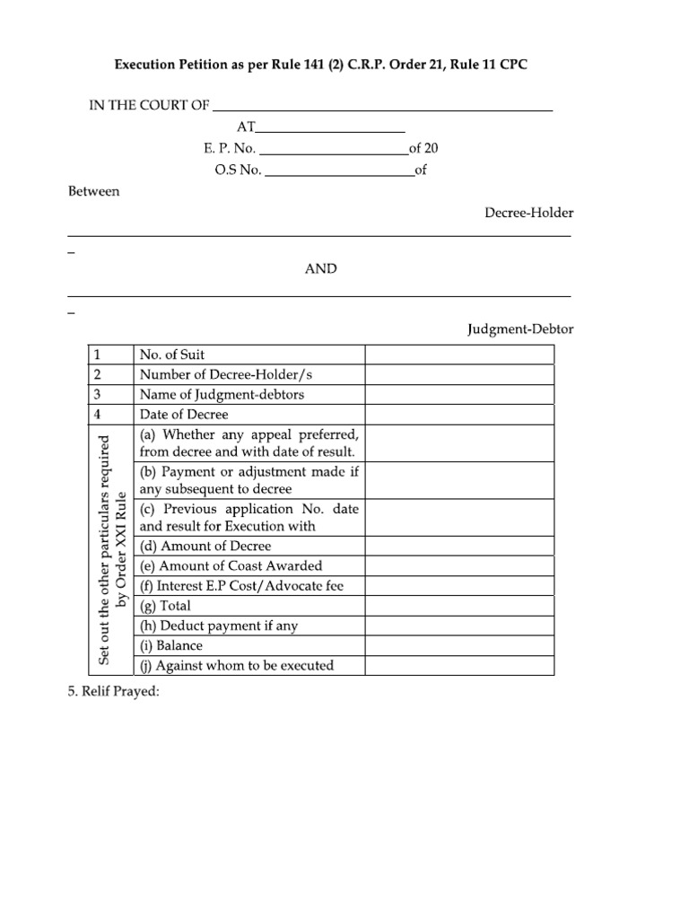 Execution petition pdf