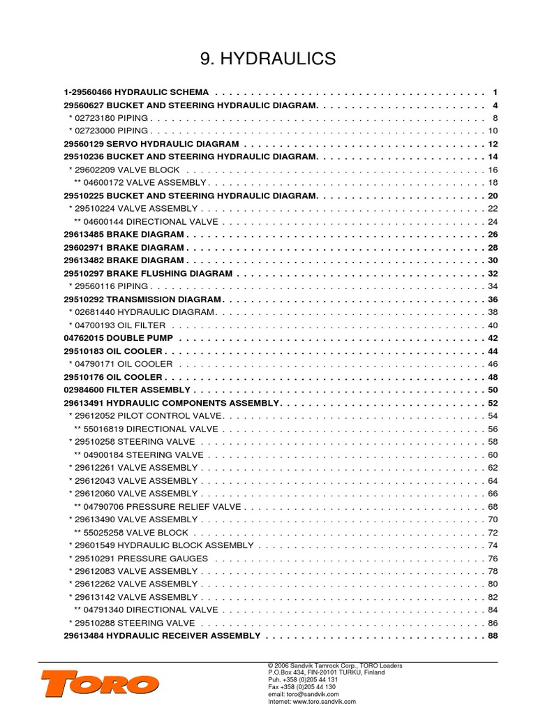 Manual De Partes Toro 0010 No 9 Pdf Screw Hydraulics