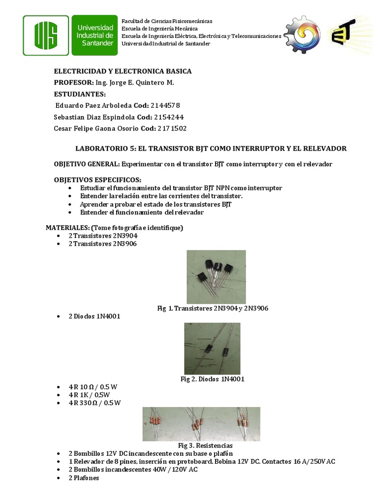 El transistor BJT como interruptor y el funcionamiento del relevador
