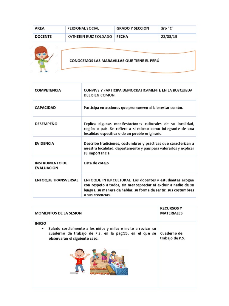 Sesion de Personal Social 3er Grado Primaria | Descargar gratis PDF ...