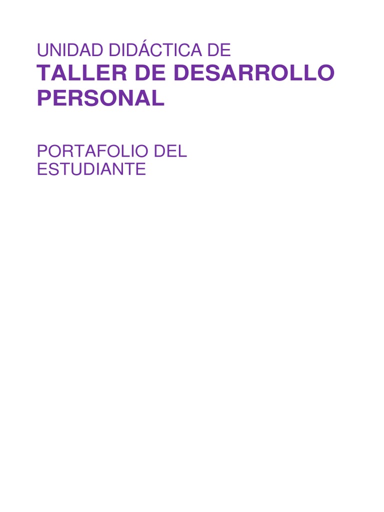 Taller de Desarrollo Personal Portafolio PDF | PDF | Desarrollo ...