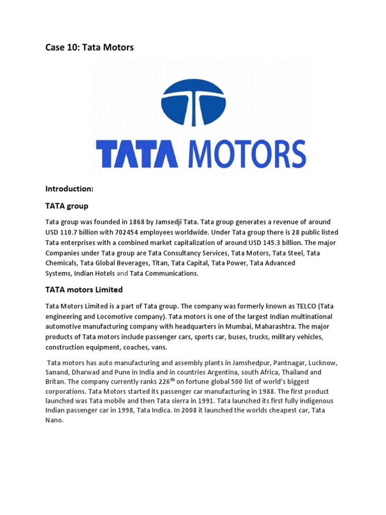 Case 10: Tata Motors | PDF | Transport | Motor Vehicle