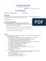 Course Content Form: AIT 215 Process Control Systems