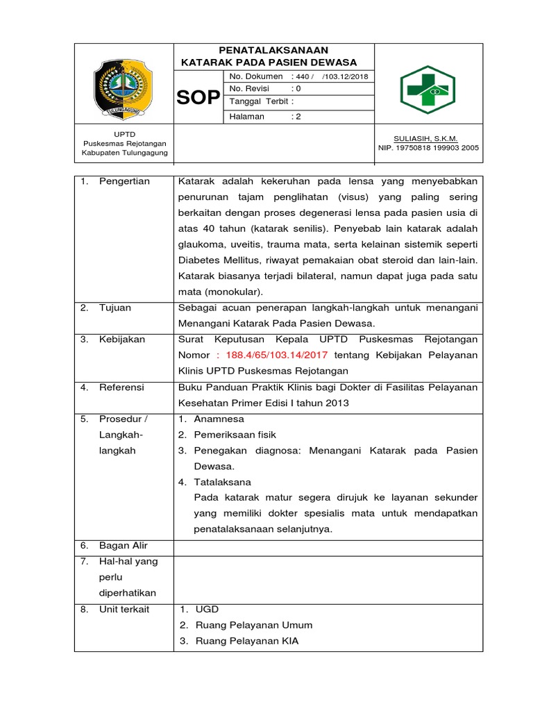 SOP Katarak, Rujuk | PDF