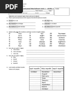 Evaluated Worksheet Unit 1 - LEVEL 1: Objective: Pre Evaluate Topics From Unit One in March