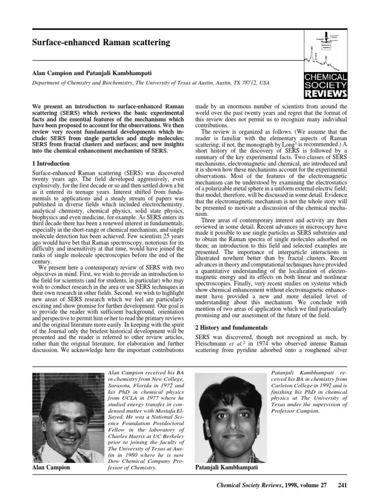 Introduction to Surface-Enhanced Raman Scattering | PDF | Raman ...
