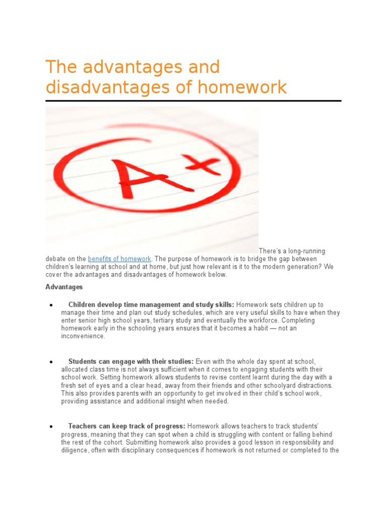 advantages and disadvantages of having homework