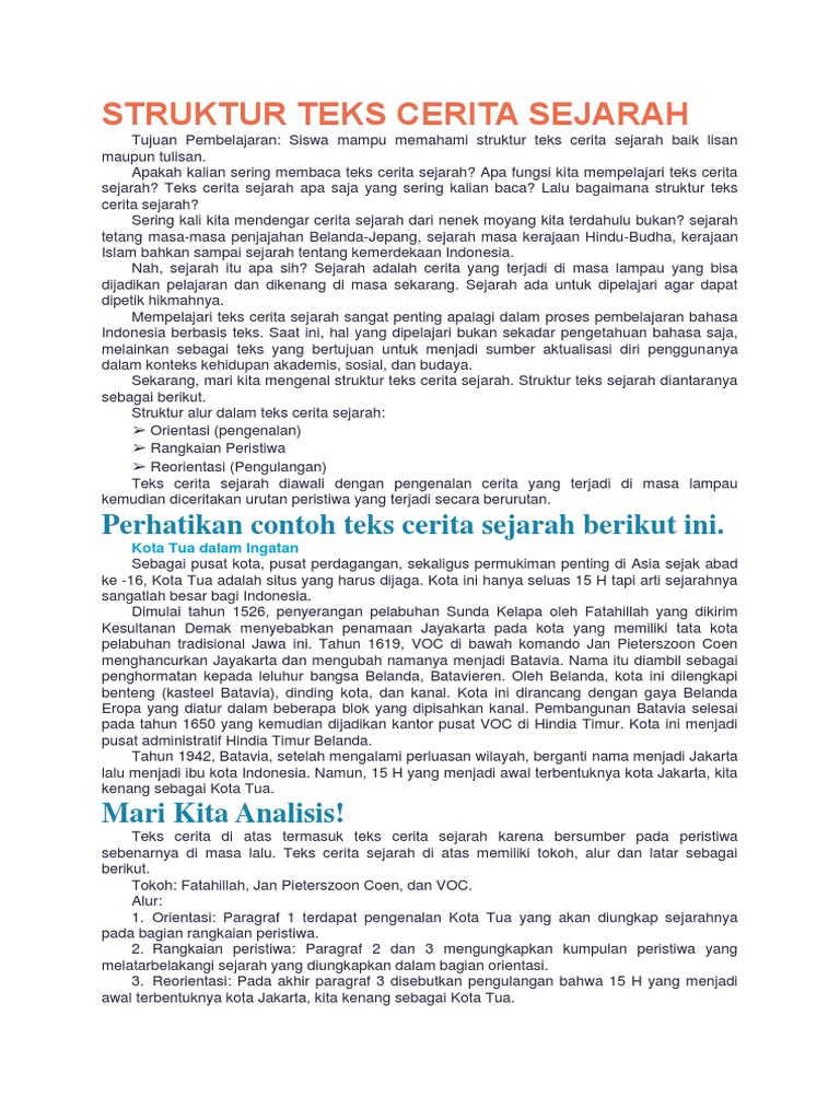 Struktur Teks Cerita Sejarah Quipper School Pdf