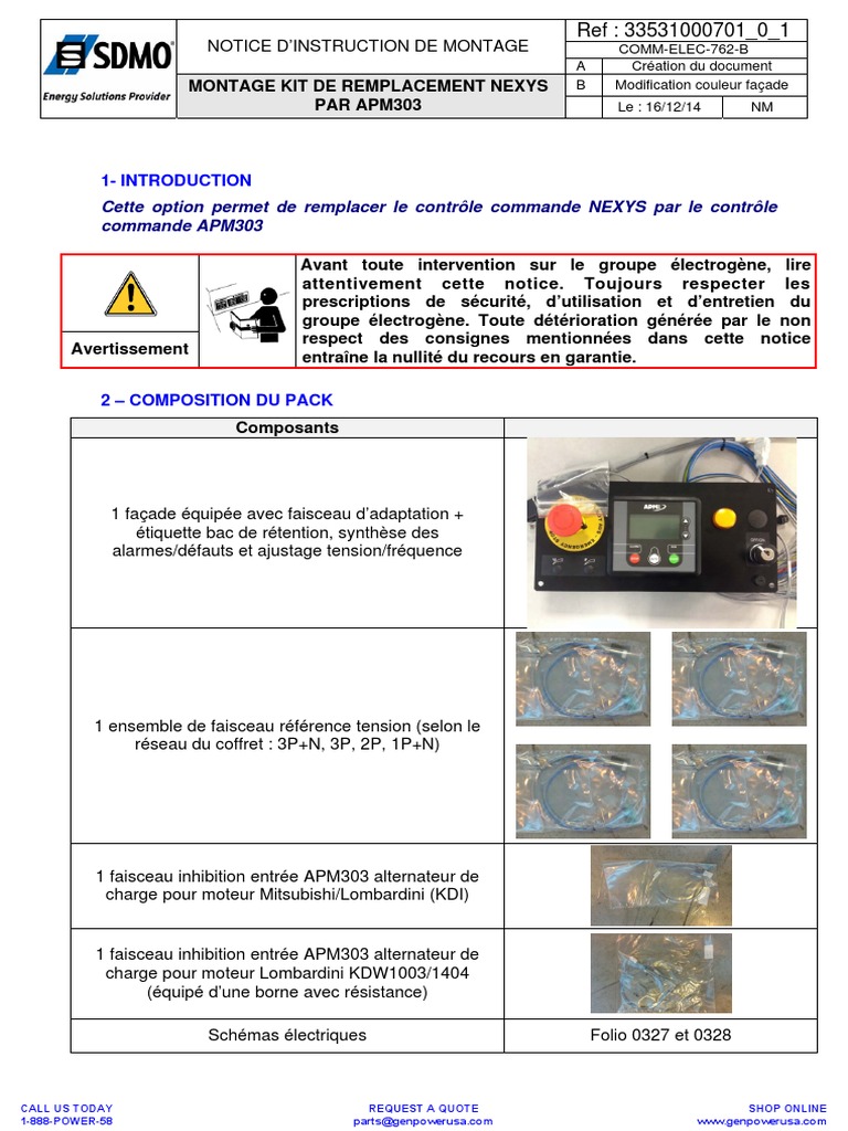 Manual Installation Sdmo Control Apm303 Retrokit PDF | PDF ...